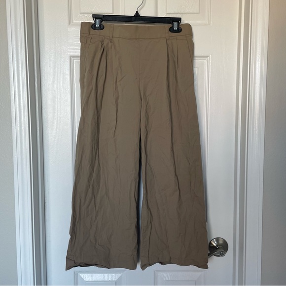 J. Crew Wide Leg Trousers Cotton Pants Khaki Pockets Womens Size 4 - Picture 1 of 5